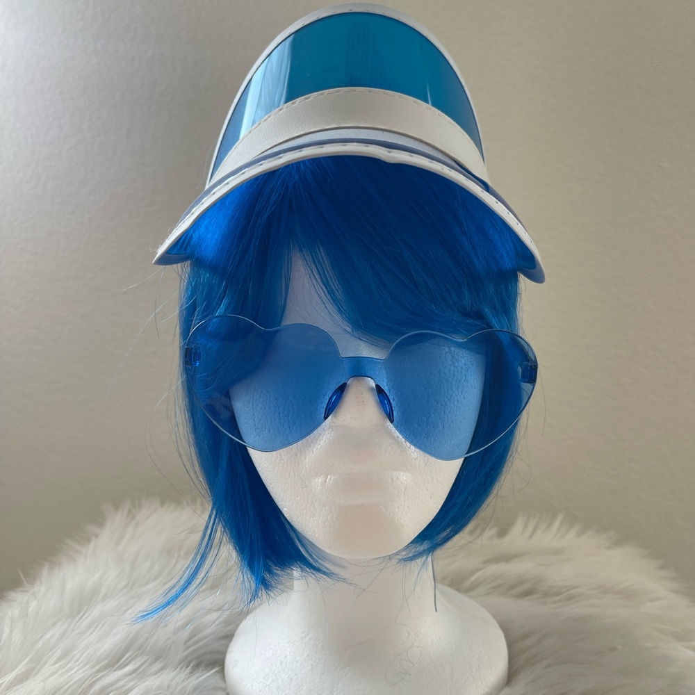 Blue Bob Wig and or Scarf - Picture 8 of 16